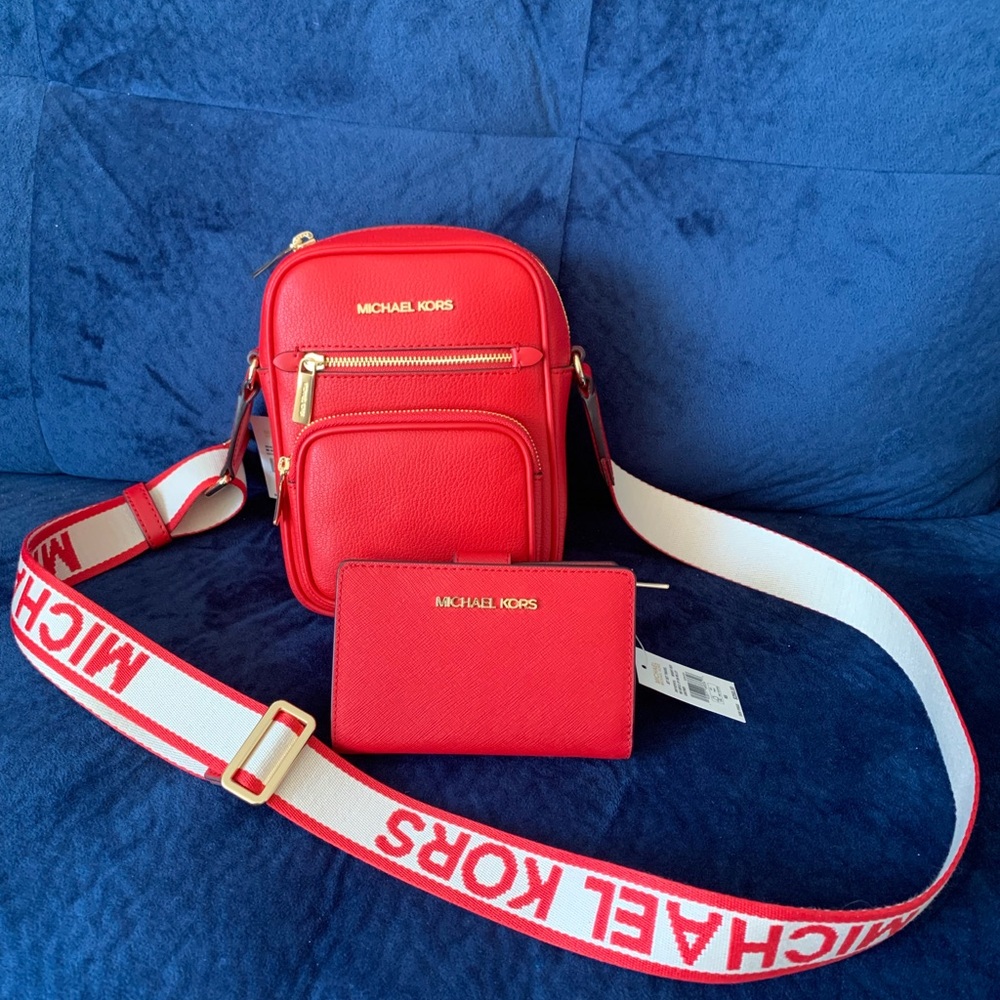 NWT Michael Kors Crossbody & Wallet Red